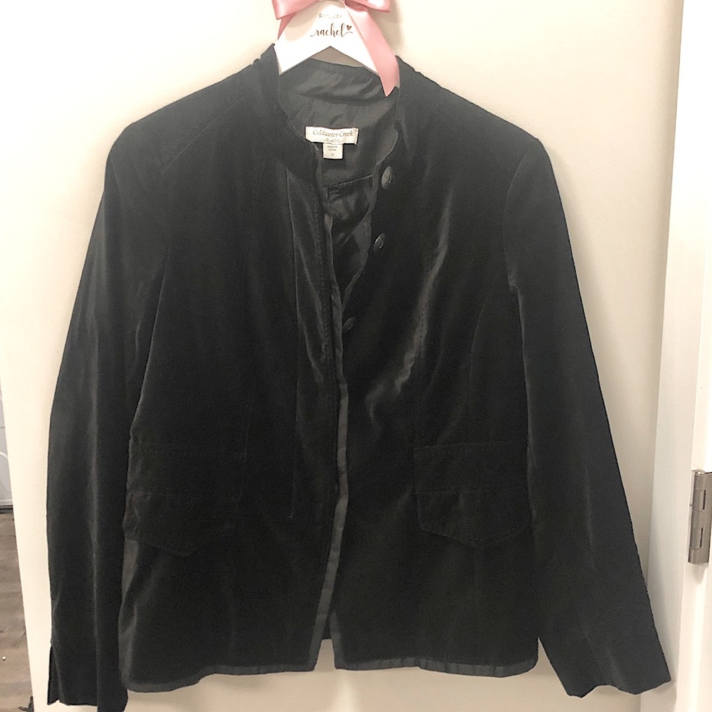 Coldwater Creek Classic‎ Black Velvet Blazer 12 Large